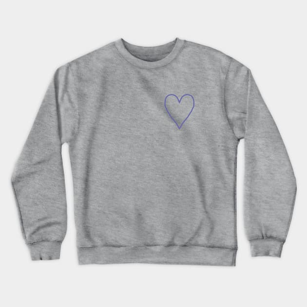 Small Very Peri Periwinkle Blue Love Heart Line Art Color of the Year 2022 Crewneck Sweatshirt by ellenhenryart